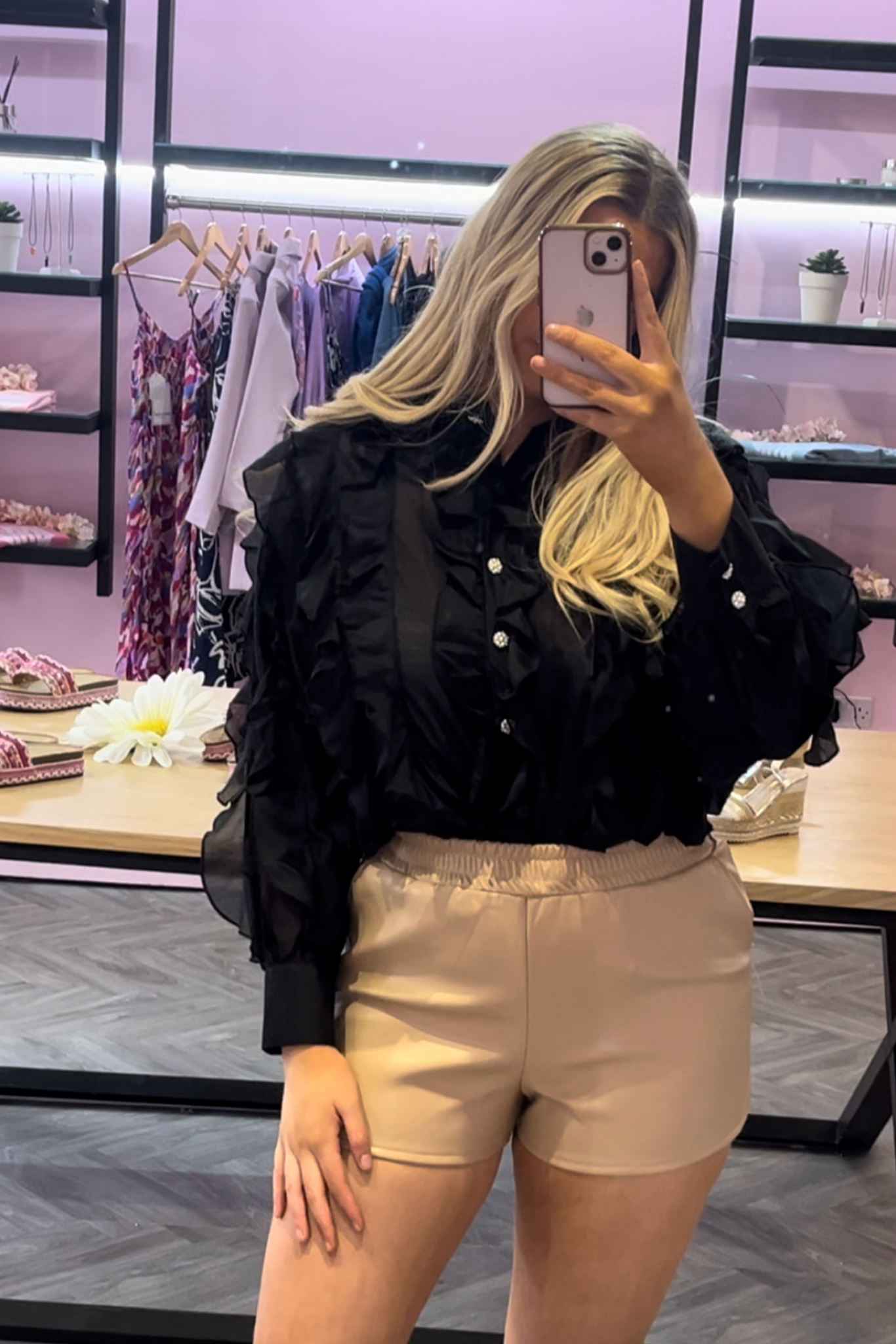 Black Elsa Ruffle Blouse