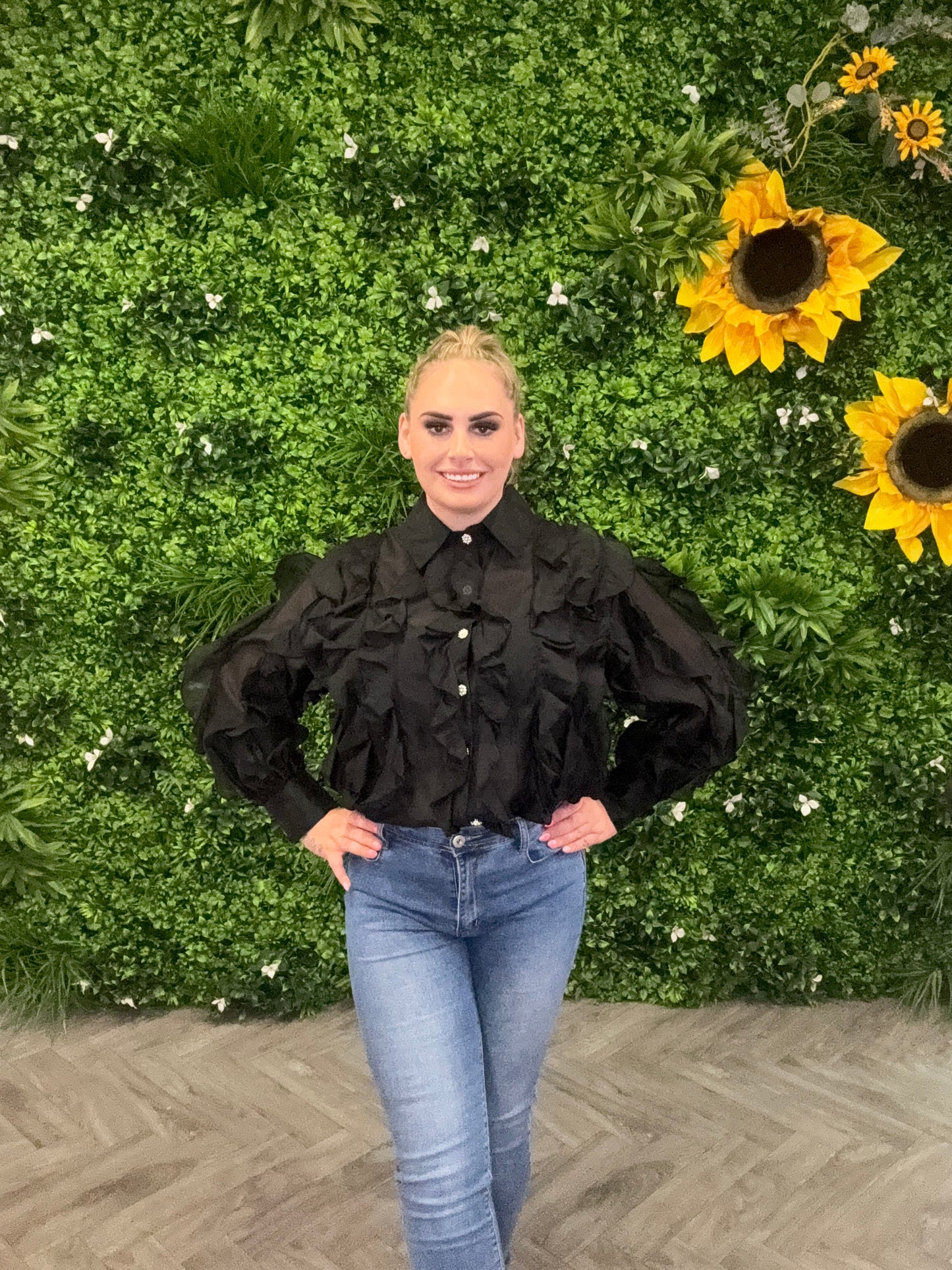 Black Elsa Ruffle Blouse
