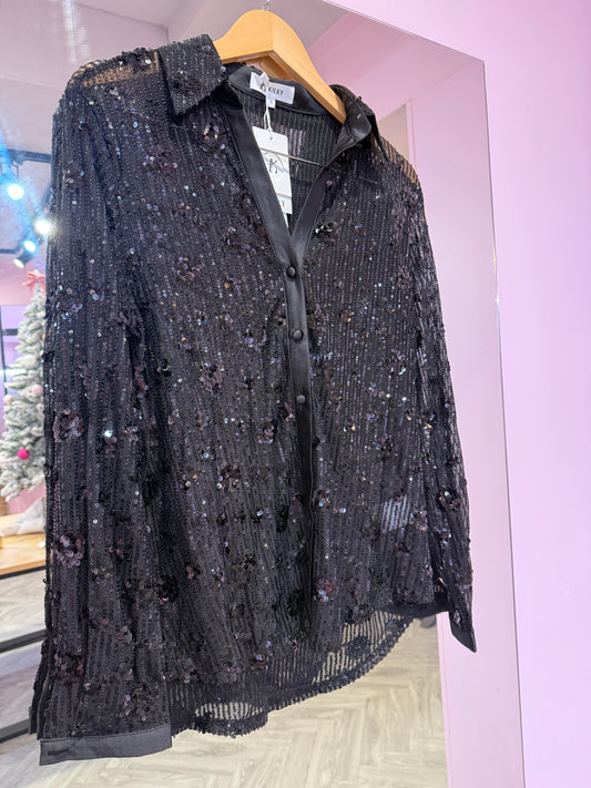 Eloise Sequin Shirt - Black