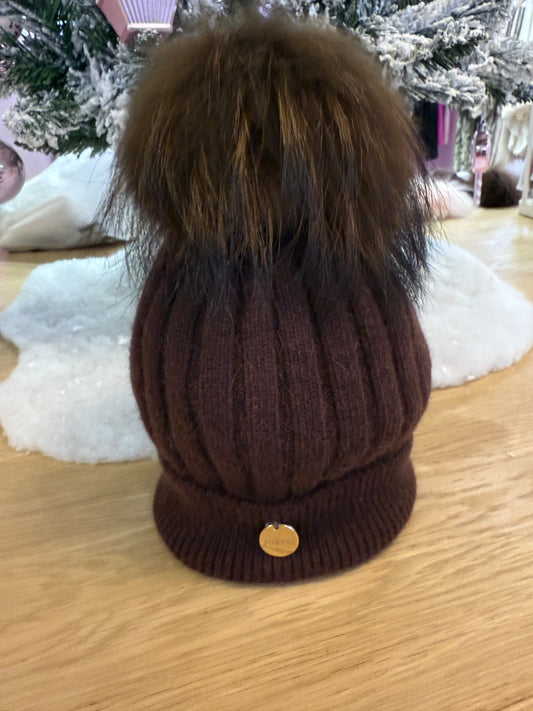Popski Pom Pom Hat - Cocoa