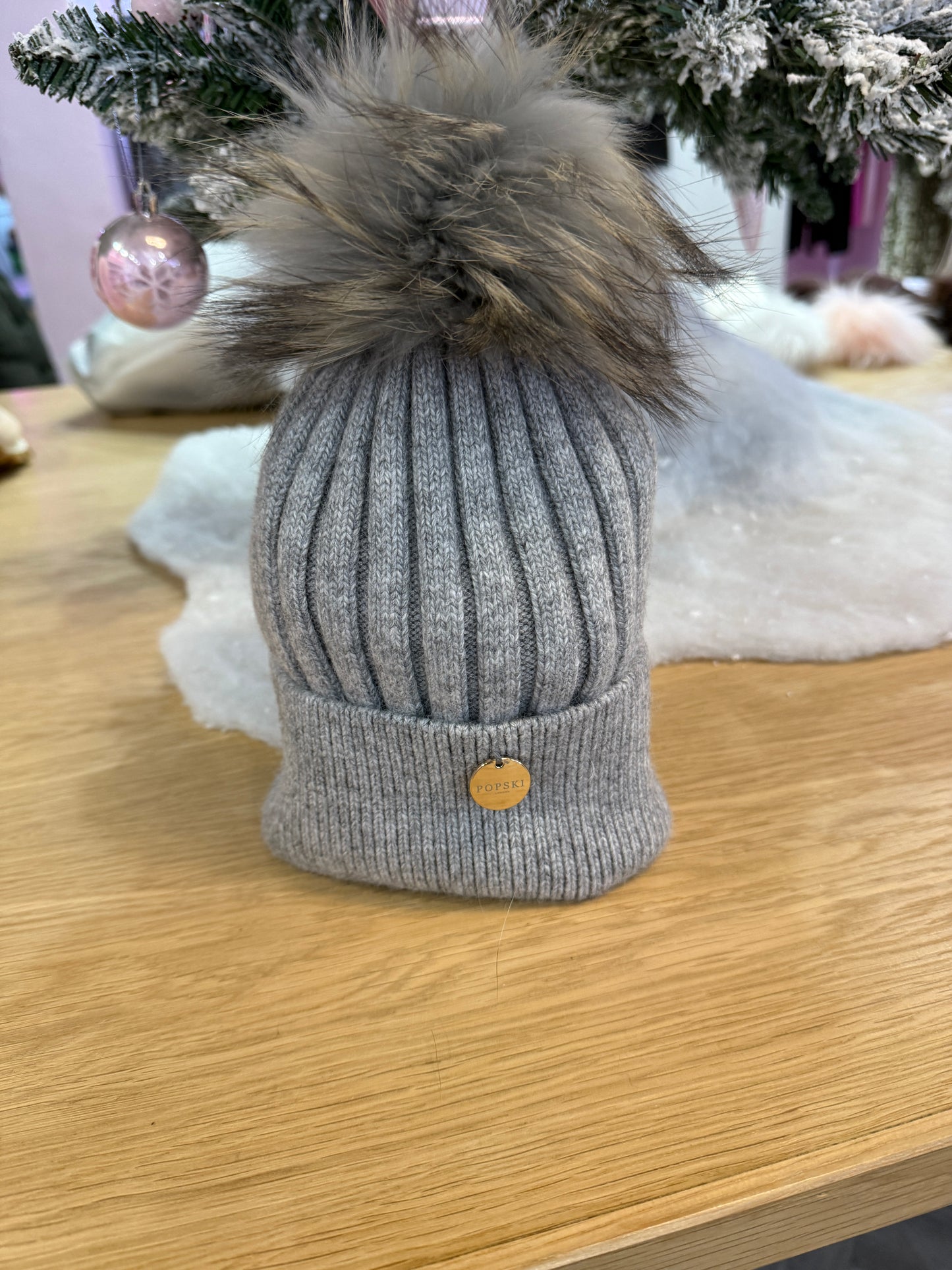 Popski Pom Pom Hat - Whisper Grey